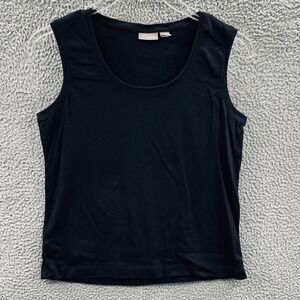 Chicos Black Sleeveless Tank Top Womens L Cotton Timeless Wardrobe Essential